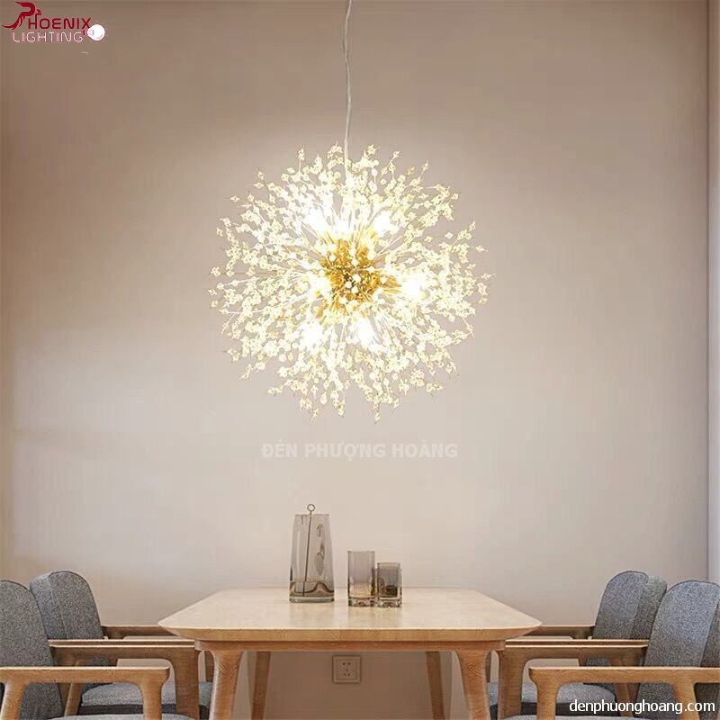 Đèn thả bông tuyết trang trí, đèn thả trần trang trí hình bông tuyết 9 bóng