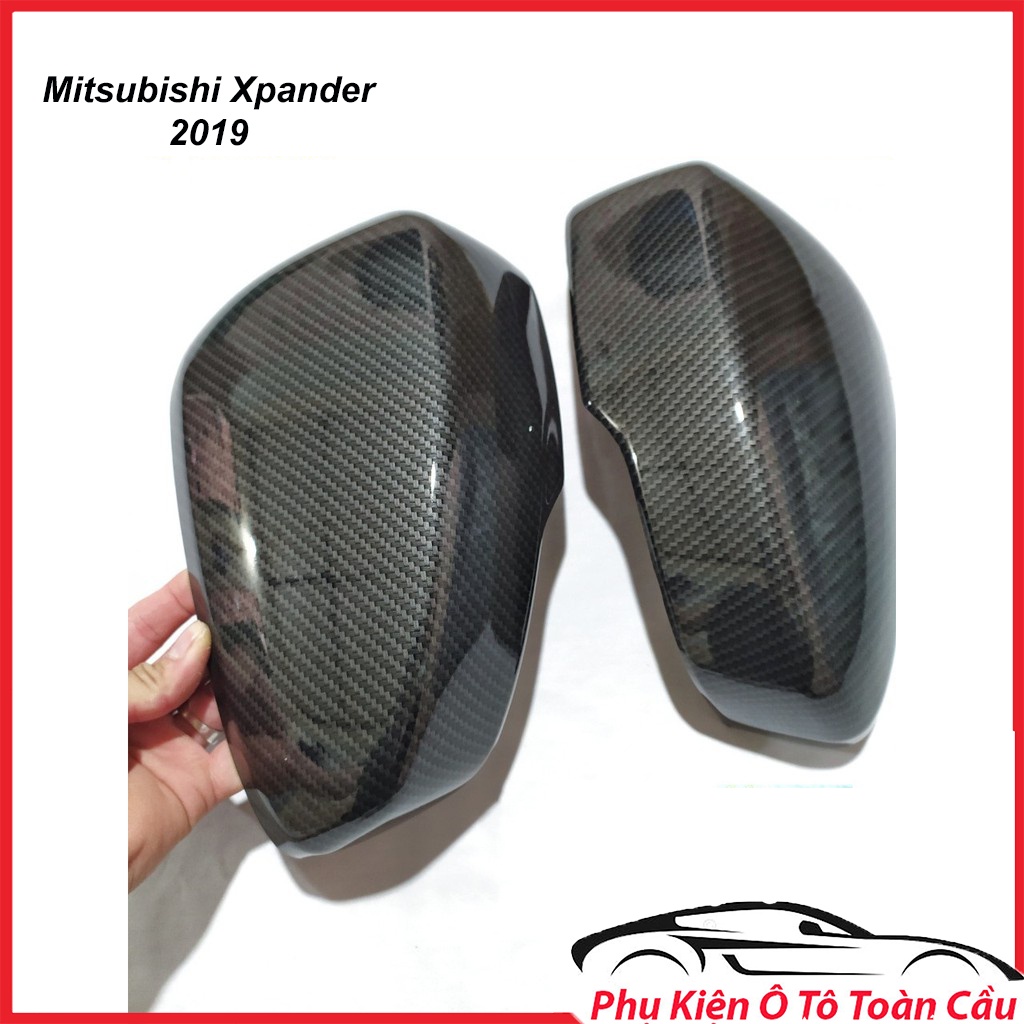 Bộ Ốp Gương Xe Mitsubishi Xpander 2019 Số Sàn Chất Liệu Cacbon, Mạ Crom , nhựa đen Cao Cấp