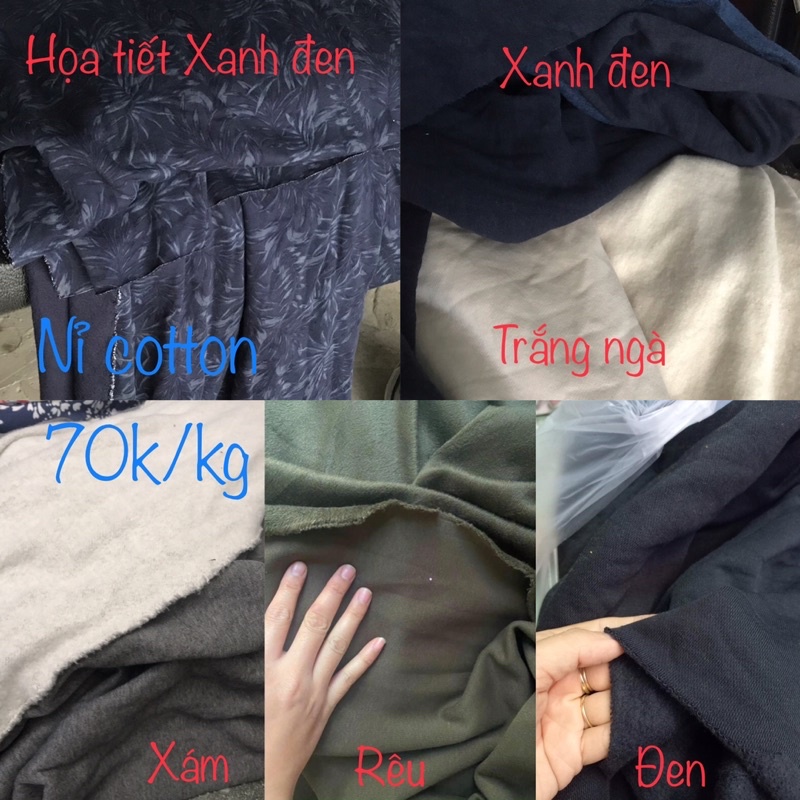 VẢI THUN NỈ DA CÁ 100% COTTON (May áo hoodie và quần joger)