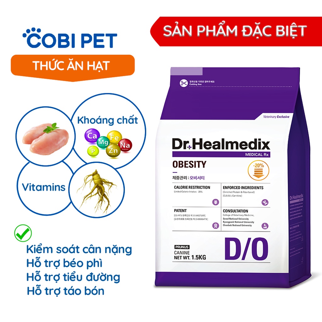 Thức Ăn Hạt Cao Cấp Cho Chó Hỗ Trợ Giảm Cân DR HEALMEDIX OBESITY