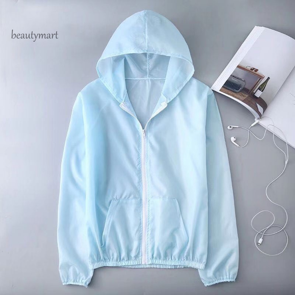 Áo Khoác Chống Nắng Chống Tia UV Có Túi Và Khóa Kéo Hiệu beautymartm1 Thời Trang Mùa Hè