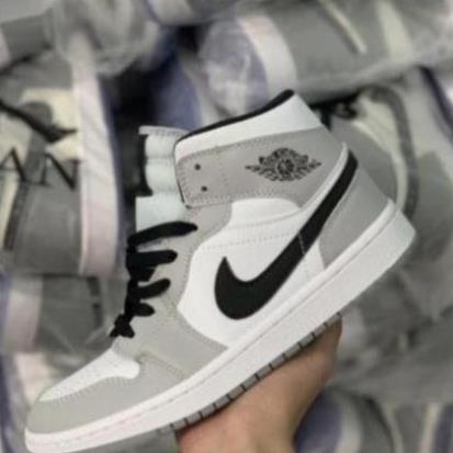 [Siêu Hot ]  Giày sneaker Jordan 1 grey/white đủ size nam nữ. Giày Jd1 xám cao