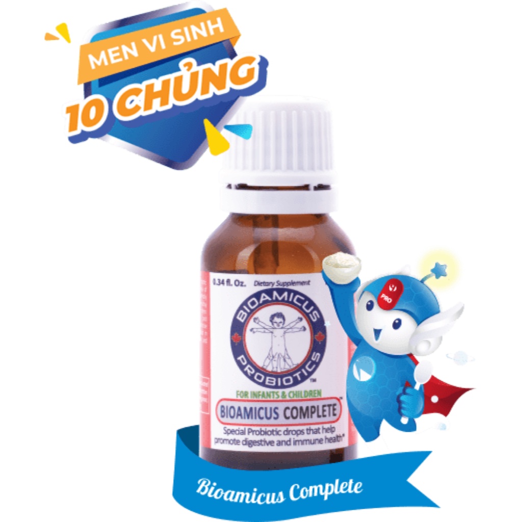 Men Vi Sinh Bioamicus Complete Chứa 10 Chủng Lợi Khuẩn Giúp Cải Thện Rối Loạn Tiêu Hóa, Tiêu Chảy, Táo Bón (Lọ 10ml)