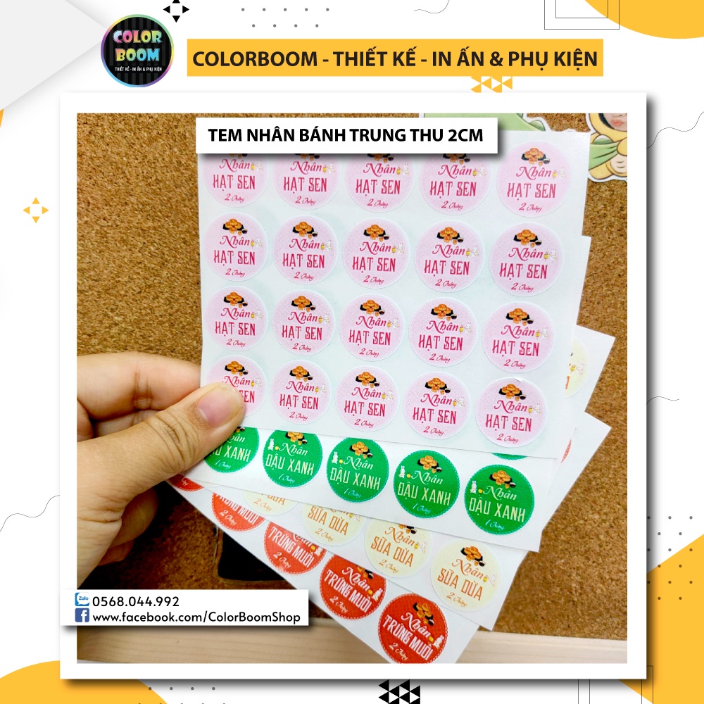 20 Tem decal dán - Nhân Bánh Trung Thu đường kính 2cm