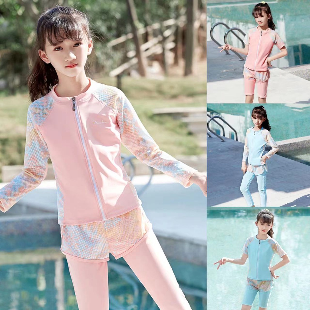 Bộ Đồ Bơi Tay Dài Chống Nắng Nhanh Khô Thời Trang Mùa Xuân Cho Bé Gái
