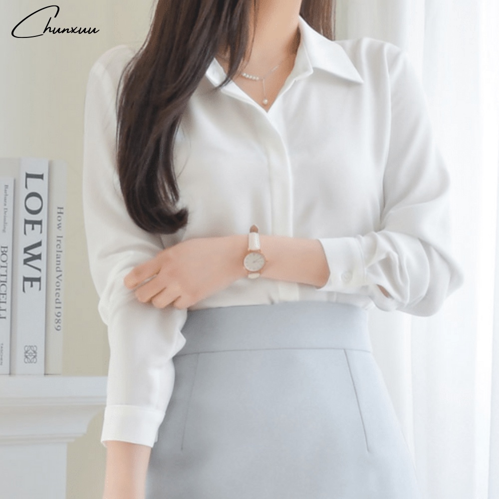 Áo sơ mi nữ công sở Hàn Quốc nẹp giấu cúc cơ bản SM01SP