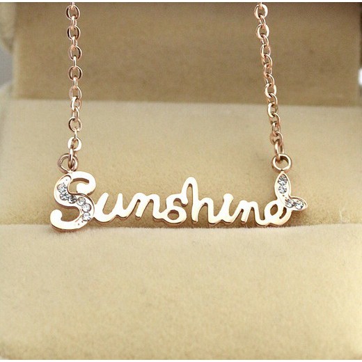 Vòng cổ titan vàng 14k chữ sunshine