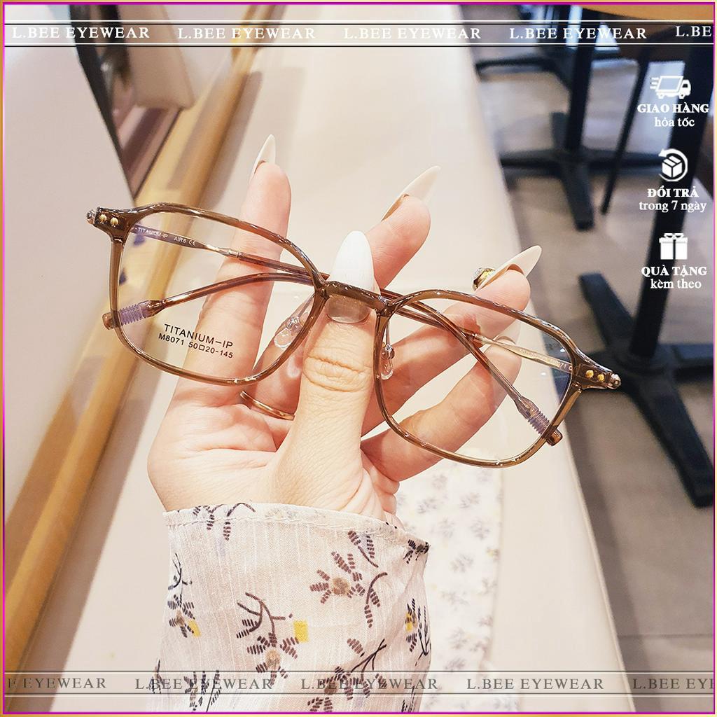 Mắt kính nam nữ vuông L.BEE EYEWEAR, gọng kính TITANIUM cao cấp chống ánh sáng xanh MSP.80L71