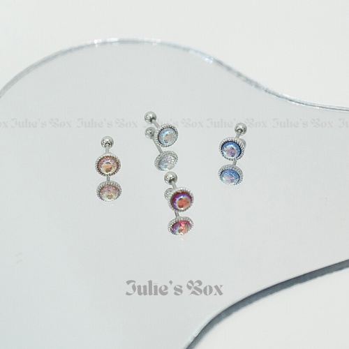 [1 CHIẾC] Khuyên Tai Đá Galaxy 4 Màu Tròn Màu Bạc Unisex Titanium Không Gỉ Không Ngứa Không Đen julies box 66