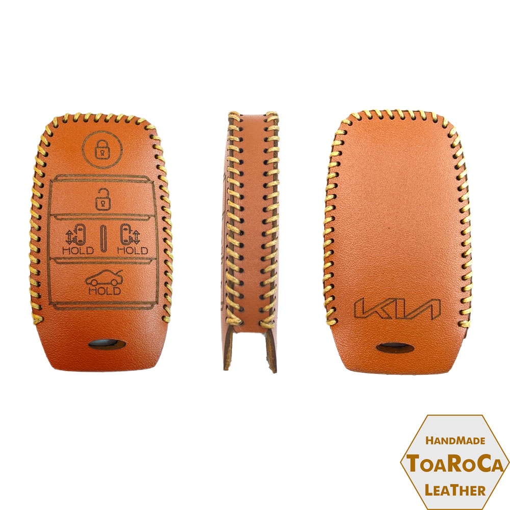 Bao da smarkey ô tô Kia sedona (loại 5,6 nút bấm) chìa khóa da bò thật handmade Toaroca