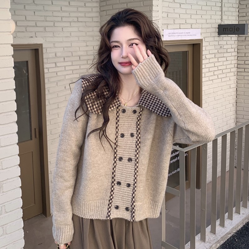 Áo khoác len nữ cổ búp bê kiểu dáng hàn quốc nhẹ nhàng