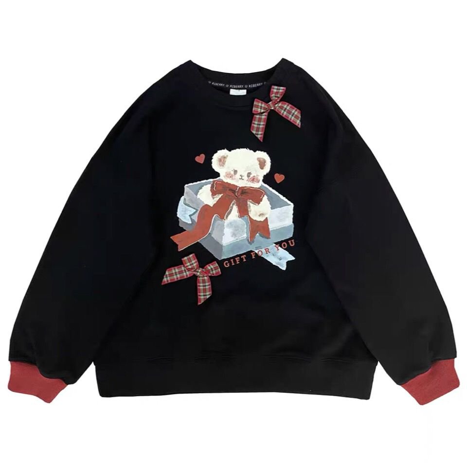 Mới Áo Sweater Lông Cừu Cổ Tròn Dáng Rộng In Hình Gấu Phong Cách Retro Nhật Bản Dễ Thương Cho Nữ | BigBuy360 - bigbuy360.vn