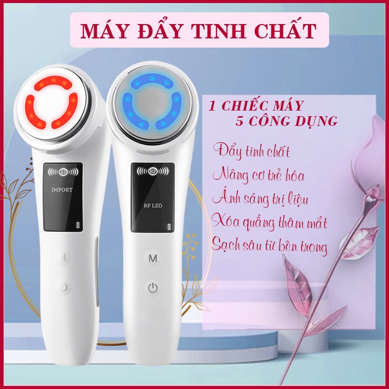 Máy massage đẩy tinh chất ion- Máy điện di ánh sáng sinh học Làm sạch sáng da Se khít lỗ chân lông Nâng cơ Trị thâm mắt