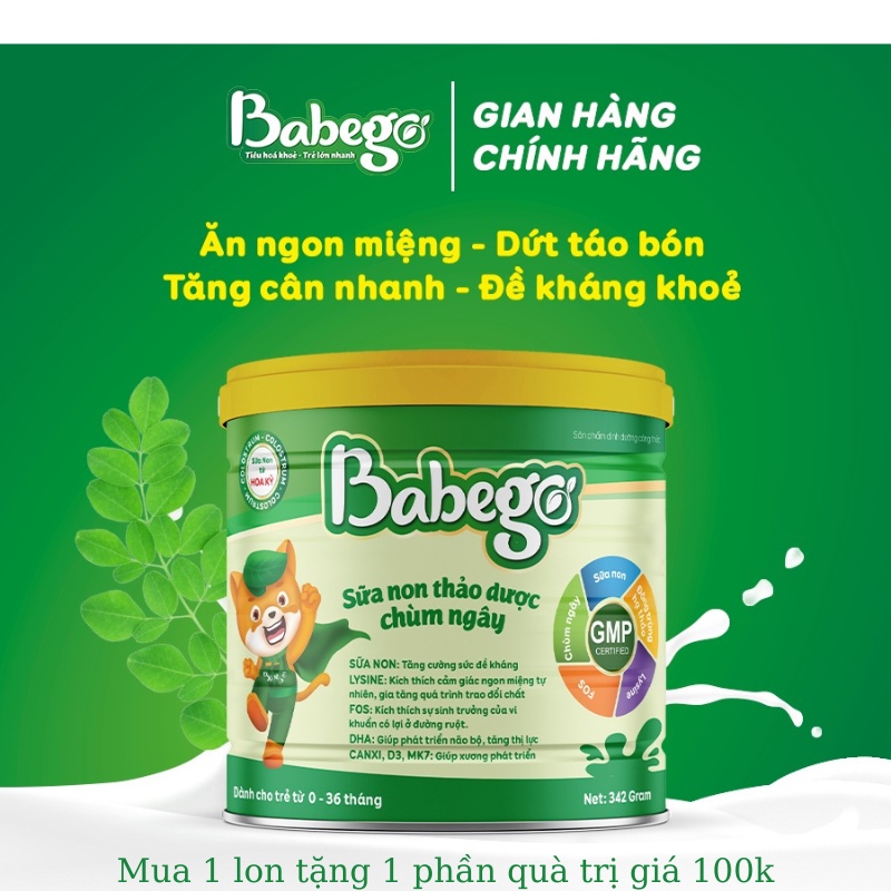 Sữa non thảo dược chùm ngây tăng cân Babego 342gram