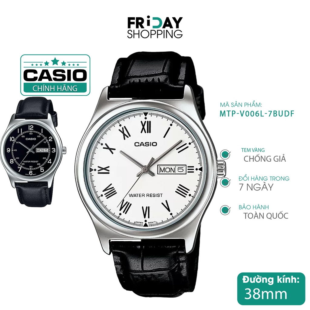 Đồng hồ nam Casio MTP-V006L-7BUDF và MTP-V006L-1B2UDF dây da chính hãng Fridayshopping