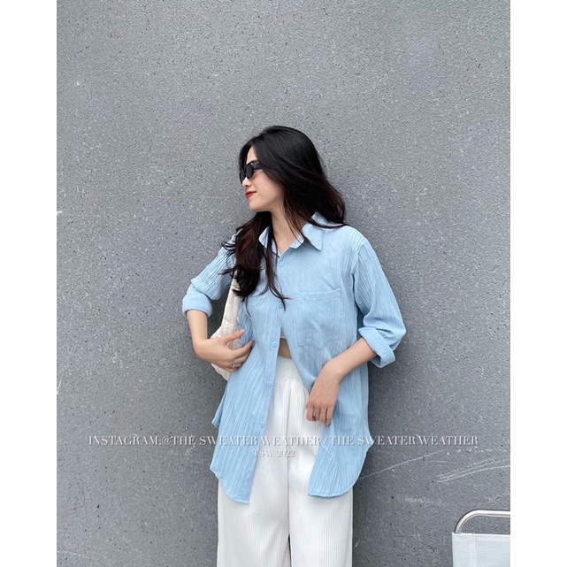 Sơ mi nhăn oversize dài tay  Tiệm Nhà Cá
