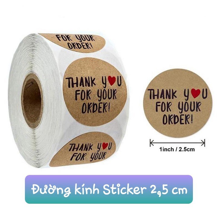 1 Cuộn / 500 Miếng Dán In Chữ THANK YOU FOR YOUR ORDER Thay Lời Cám Ơn Dán Lên Sản Phẩm Của Bạn