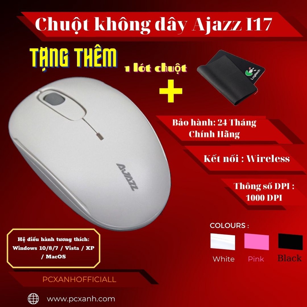 Chuột máy tính không dây Ajazz i17 - Bảo hành chính hãng 24 tháng chuyên dụng máy tính laptop làm văn phòng Ajazz I17