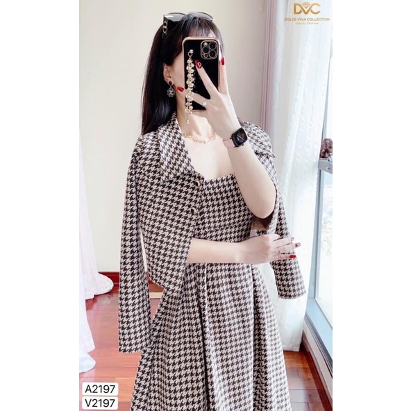 Đầm Xòe Caro Tiểu Thư