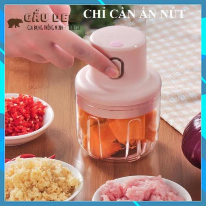 Máy xay tỏi ớt mini đa năng  - Sạc pin cao cấp - Xay tỏi ớt, hành, rau củ quả dung tích 250ml