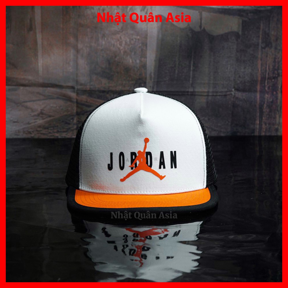 Nón lưỡi trai Jordan trắng cam phối lưới đen snapback - Nhật Quân Asia nhatquanasia