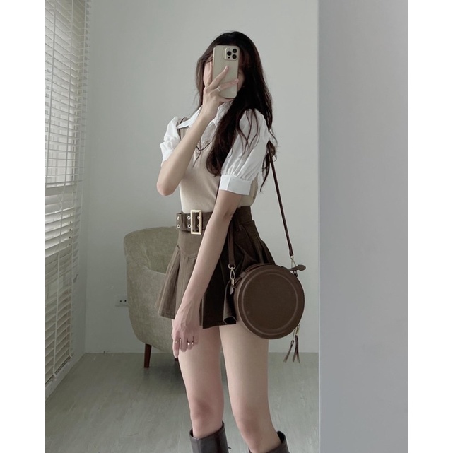 Áo sơ mi phối len monngtoghi siêu xinh