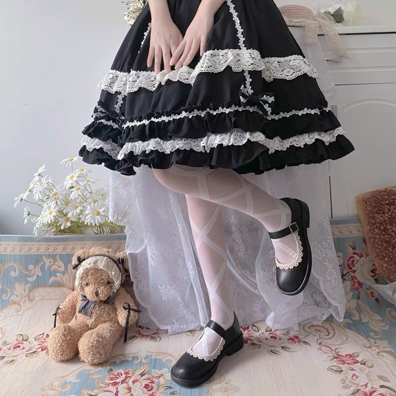 Xiangbao Quần Tất Lụa Mỏng In Họa Tiết Cánh Thiên Thần Phong Cách Gothic Nhật Bản Hóa Trang Cho Nữ