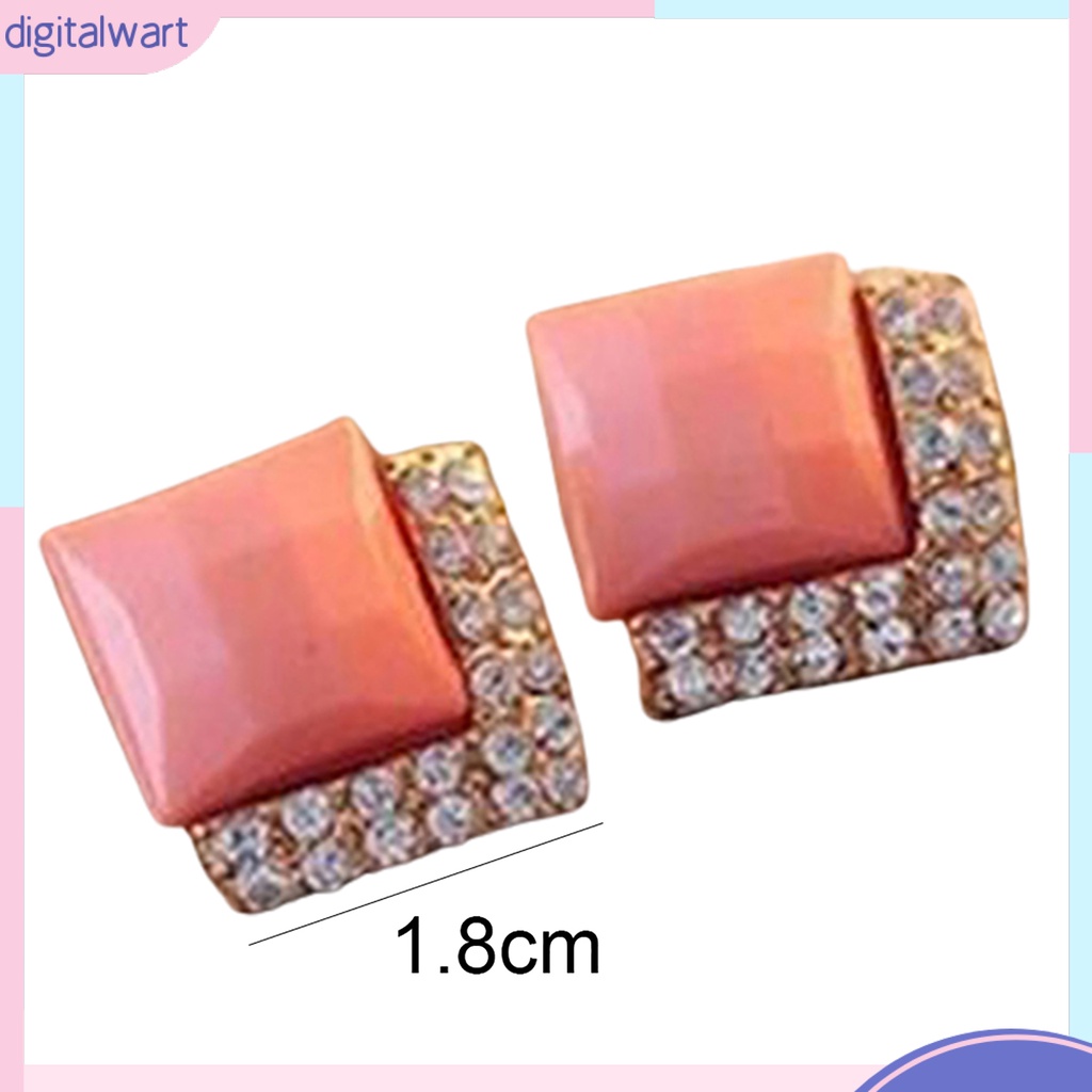 Dg✌❤ 1 Đôi Bông Tai Hình Vuông Lấp Lánh Duyên Dáng Dành Cho Nam Và Nữ