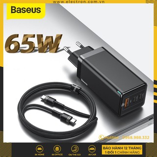 Củ sạc baseus gan2 pro mini fast charging charger c+c+a 65w charging set