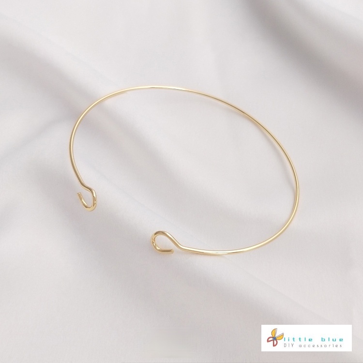 [little Blu] Vòng Đeo Tay Hở Mạ Vàng Đồng 14K Có 9 Viên Đá Thủy Tinh Làm Trang Sức Thủ Công diy