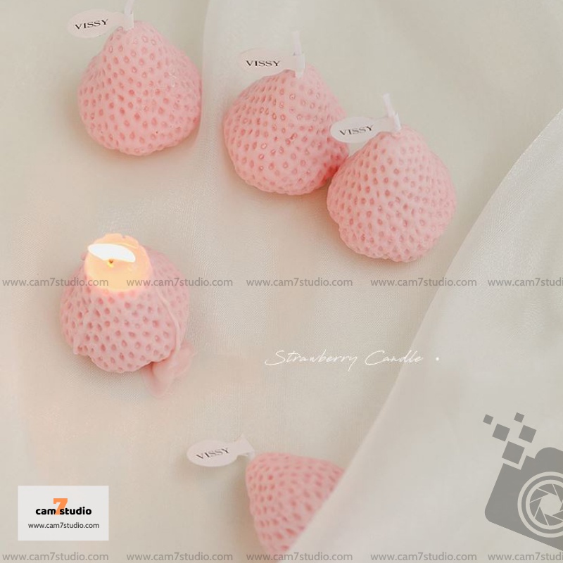 Nến Strawberry Thơm trang trí chụp hình sản phẩm, decor chụp ảnh - Cam7Studio.com