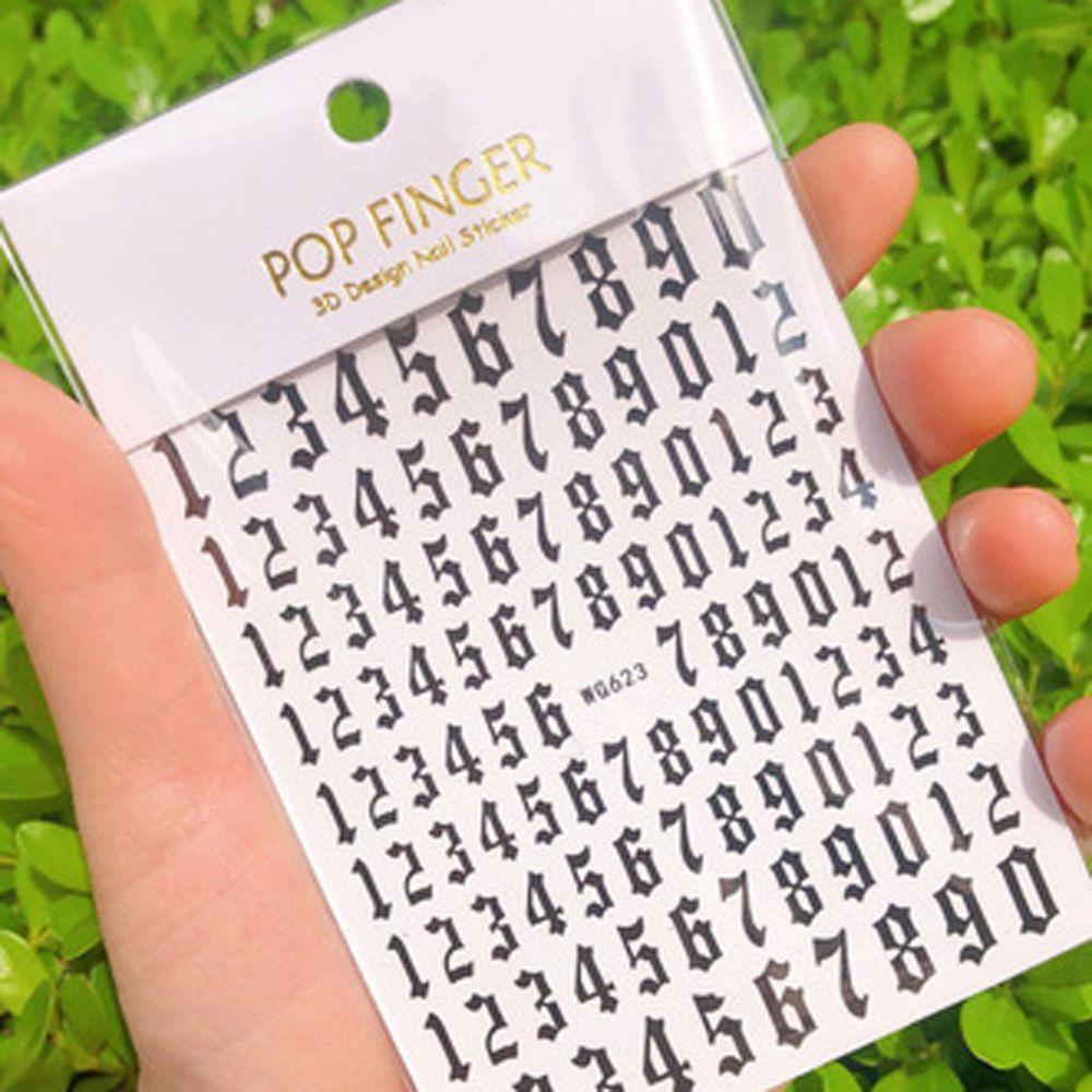 OCEANMAP Miếng Dán Trang Trí Móng Tay 3D Hình Chữ Số Phản Quang Dành Cho Nữ
