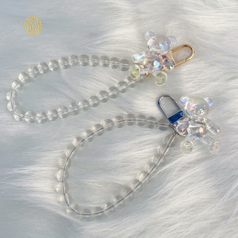 Móc Khóa Hình Gấu Bằng Thủy Tinh Trong Suốt Dễ Thương