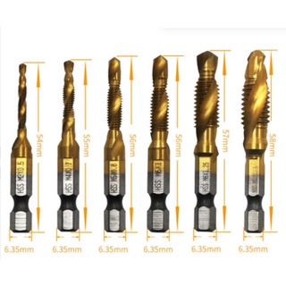 Mũi khoan tạo ren hss 6542 m3-m10 phủ titanium chuôi lục giác - mũi khoan taro ren