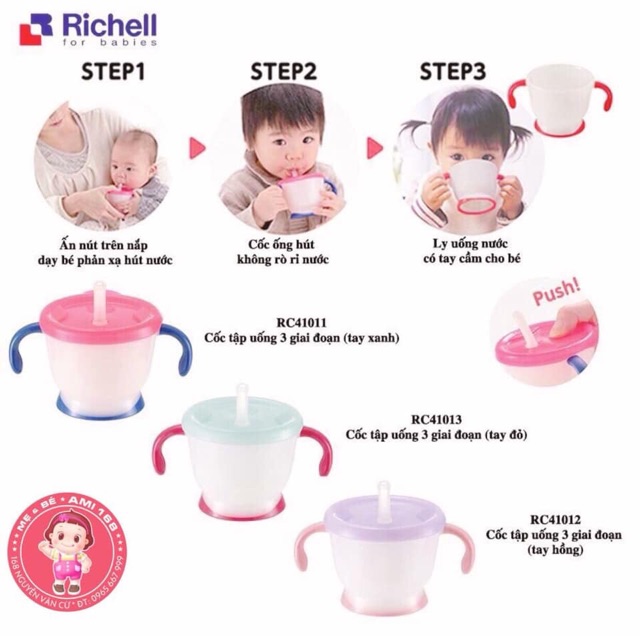 Cốc tập uống 3 giai đoạn Richell (phân phối bởi cty Ánh Dương)