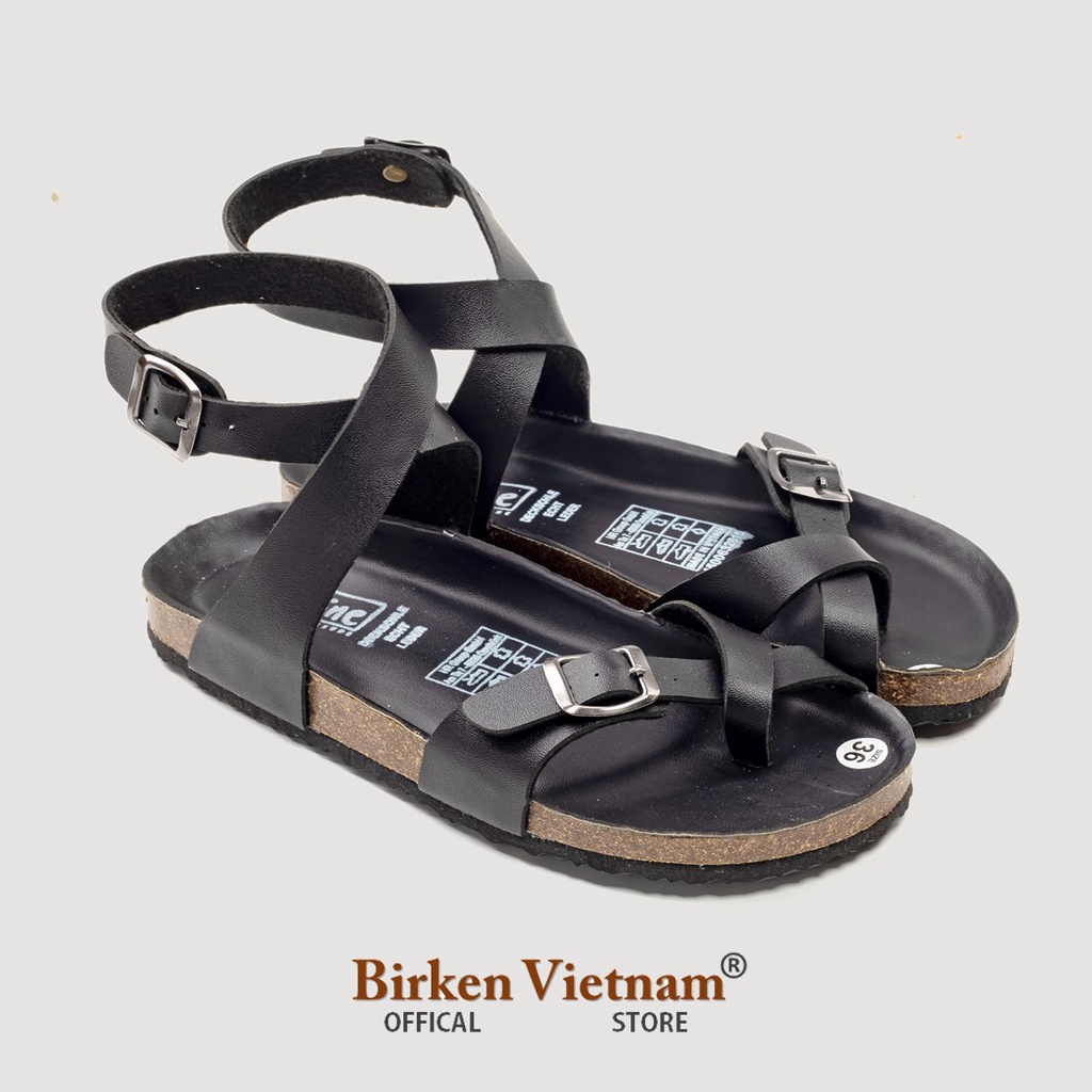 MÃ PU16 - Sandal Đế Trấu Quai Da Pu Xỏ Ngón Chéo Chân Unisex Birken Vietnam Bioline