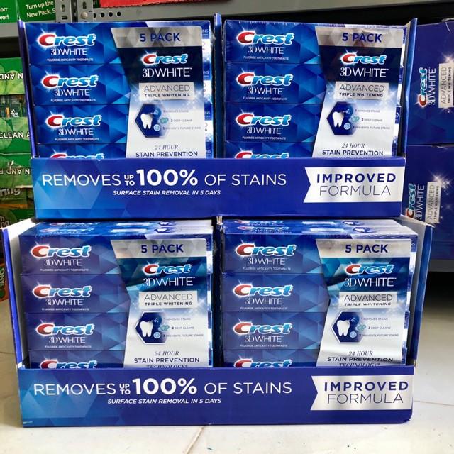 KEM ĐÁNH RĂNG CREST 3D WHITE ADVANCED TRẮNG RĂNG VƯỢT TRỘI CẤP TỐC 158Gr - MỸ