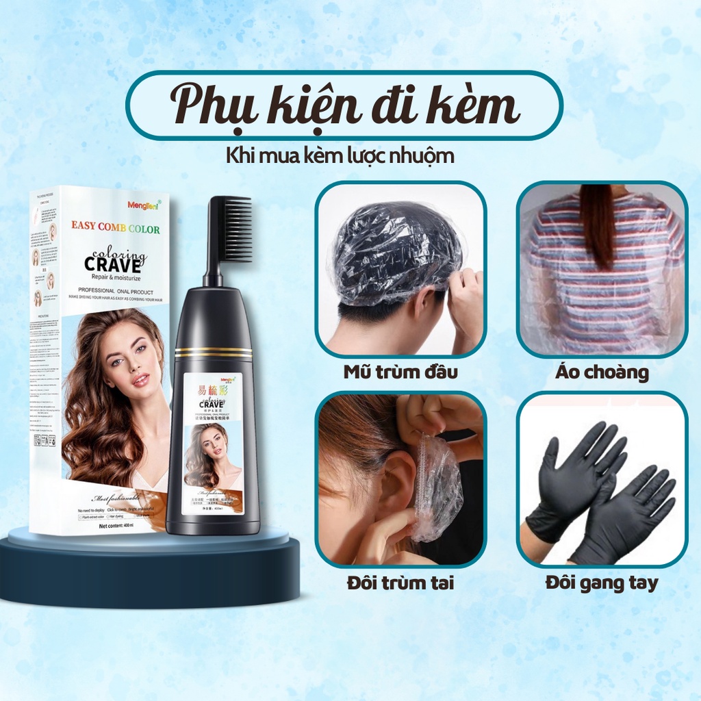 Lược nhuộm tóc màu Nâu Trà Sữa Coloring CRAVE không cần tẩy tóc hay nâng tone, lên màu từ nền đen chai 400ml