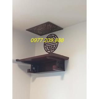 bàn thờ treo tường gỗ sồi 61cm kèm chắn khói