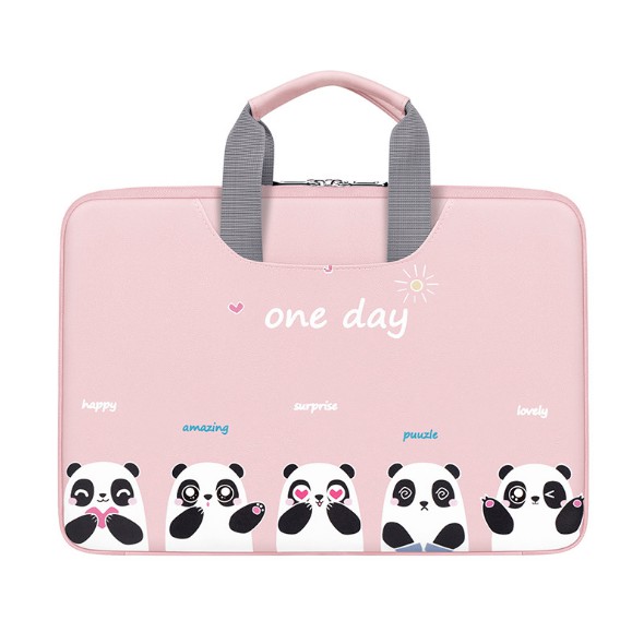 Cặp đựng laptop chống sốc , macbook hình Panda da PU có đai gài hành lý