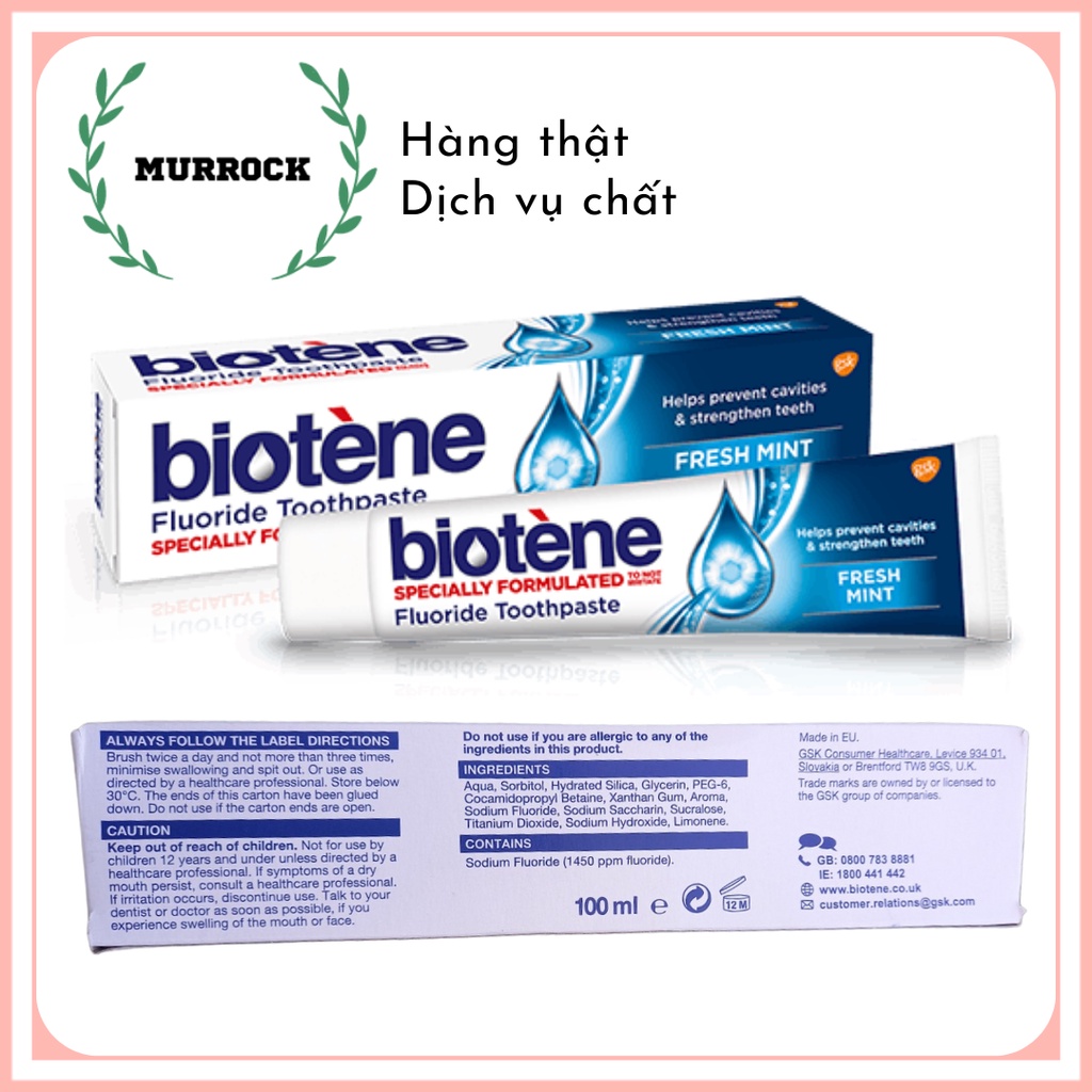 Kem đánh răng khô miệng Biotene Dry Mouth Toothpaste Fresh Mint 100ml UK