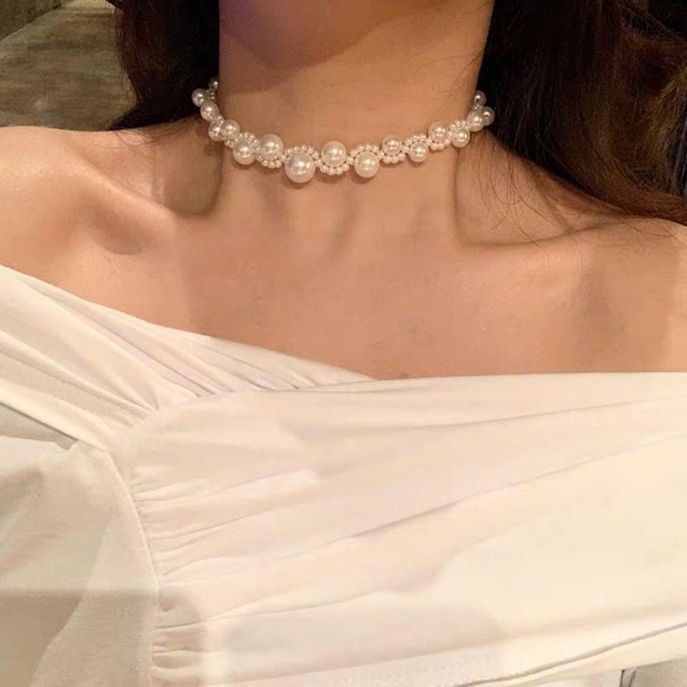 Vòng Cổ Choker Nhiều Lớp Đính Ngọc Trai Phong Cách Hàn Quốc Thời Trang Cho Nữ