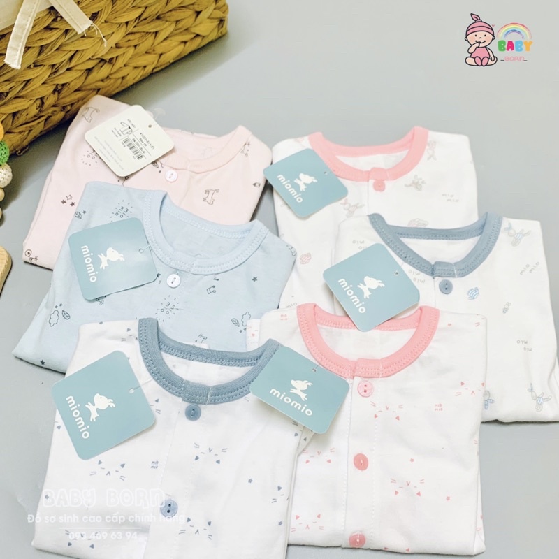 Miomio - Bộ sơ sinh cúc giữa cotton mỏng, mềm mát, an toàn cho bé