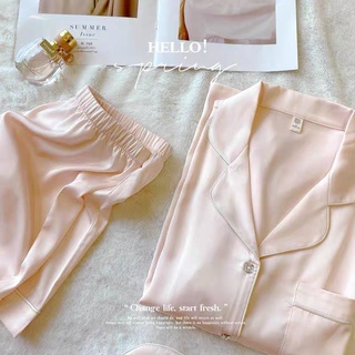 Set đồ ngủ lụa cúc đá