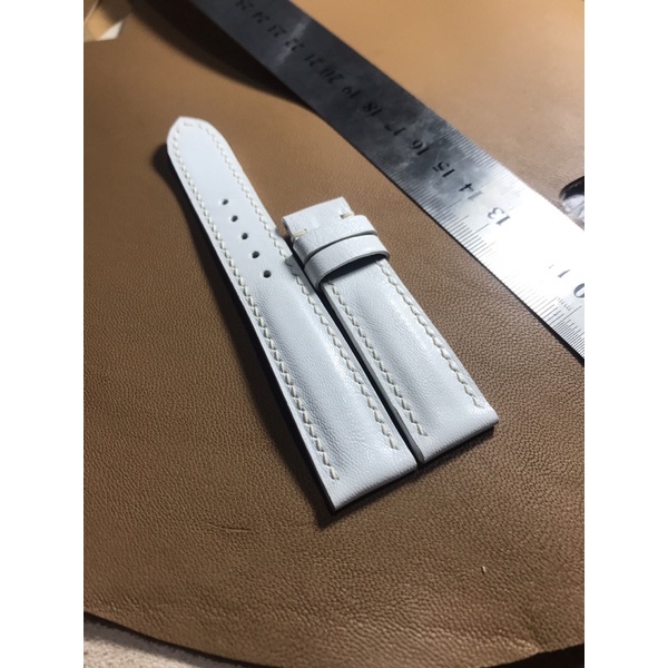 Dây da đồng hồ Handmade da cừu Nappal trắng