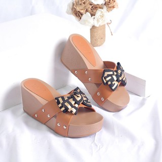 Dép đế xuồng 7cm nơ fendi 4203