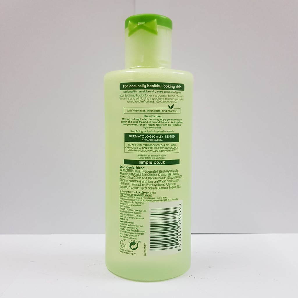 Nước Hoa Hồng Simple Soothing Facial Toner 200ml