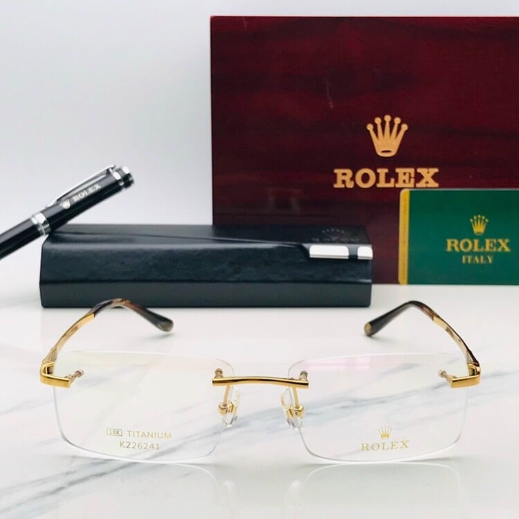 Kính không gọng, R.OLEX, Gọng kính nam, Titanium mạ vàng 18K,  - donghokinhmat168