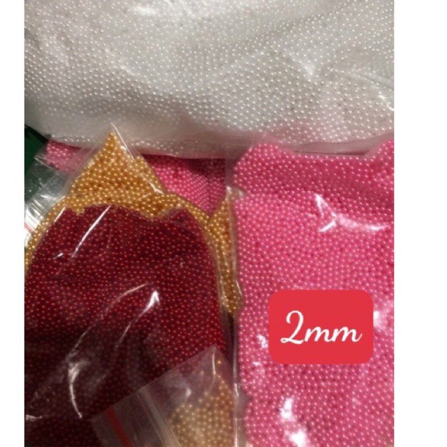 Trai nhựa tròn 2mm làm hoa bột nai, trang trí quần áo, dày dép, váy áo thủ công