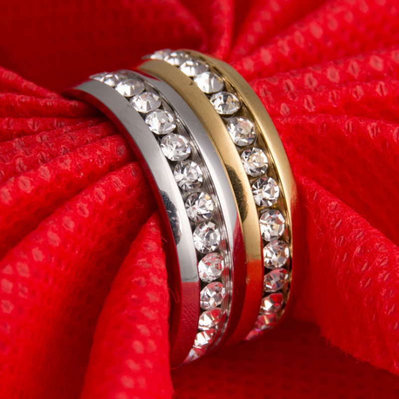 Nhẫn thép không gỉ đính đá nhiều màu sắc